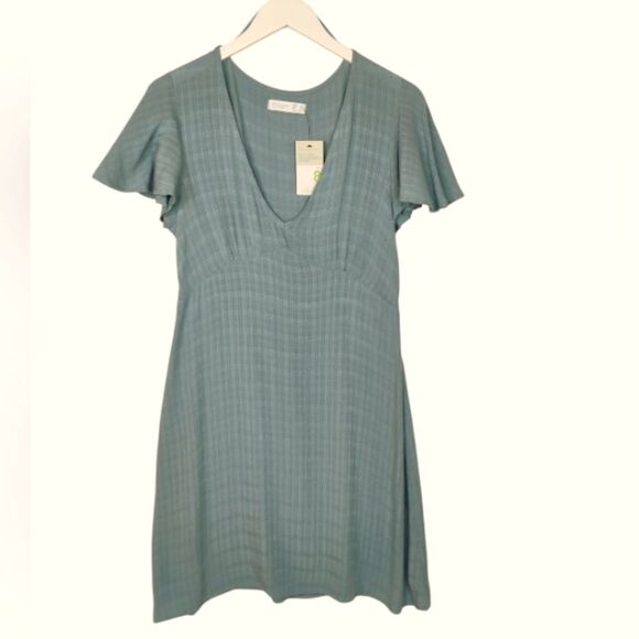 Primark Dress with Flutter Sleeves Blue Green Size 8 NWT - Picture 16 of 16
